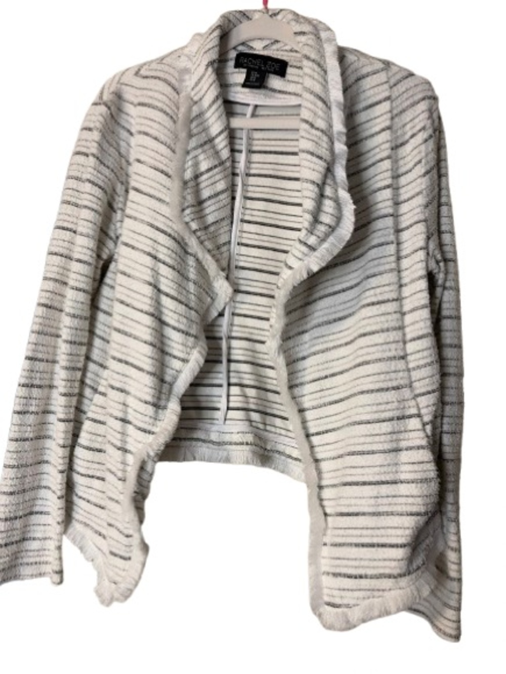 Rachel Zoe White and Gray Striped Open-Front Blazer/Jacket, size M